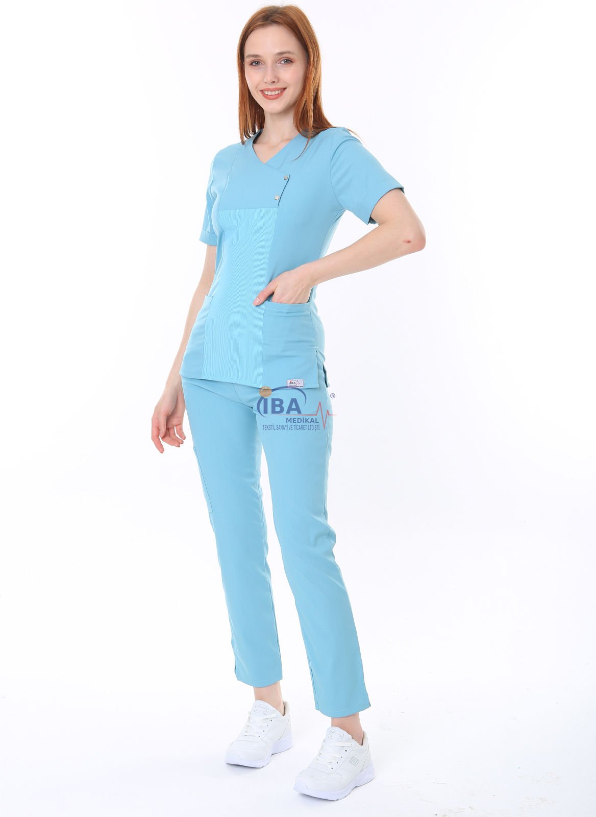 İ-Modern Çıtçıtlı Likralı Takım (Ribanalı) Soft Mavi - L