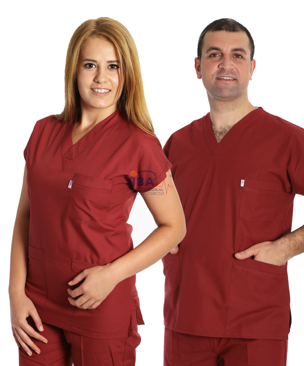 V Yaka Takım (Unisex) Bordo - XL - 46/48 Beden