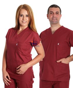 V Yaka Takım (Unisex) Bordo - XXL - 50/52 Beden
