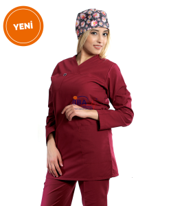 Cerrahi Yaka Uzun Takım Bordo - XL