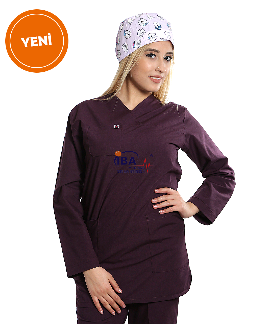 Cerrahi Yaka Uzun Takım Koyu Mürdüm - XXS