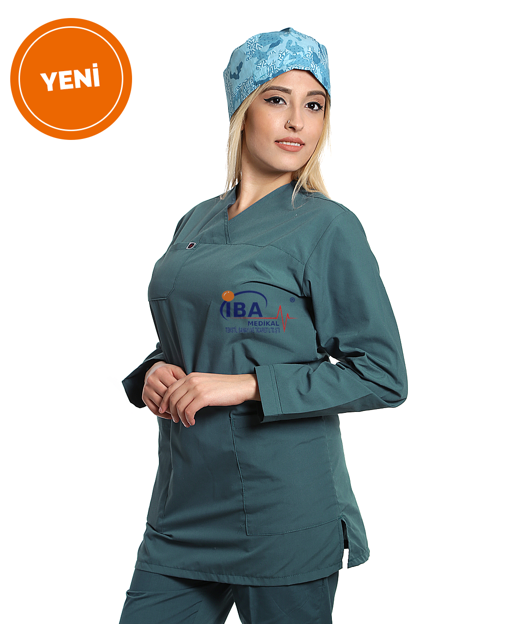 Cerrahi Yaka Uzun Takım Petrol Yeşili - XXS