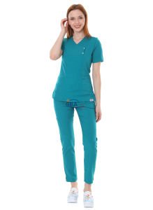 İ-Modern Çıtçıtlı Likralı Takım (Ribanalı) Ameliyathane Yeşili - XL