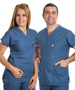 V Yaka Takım (Unisex) Petrol Mavisi - XS - 38 Beden
