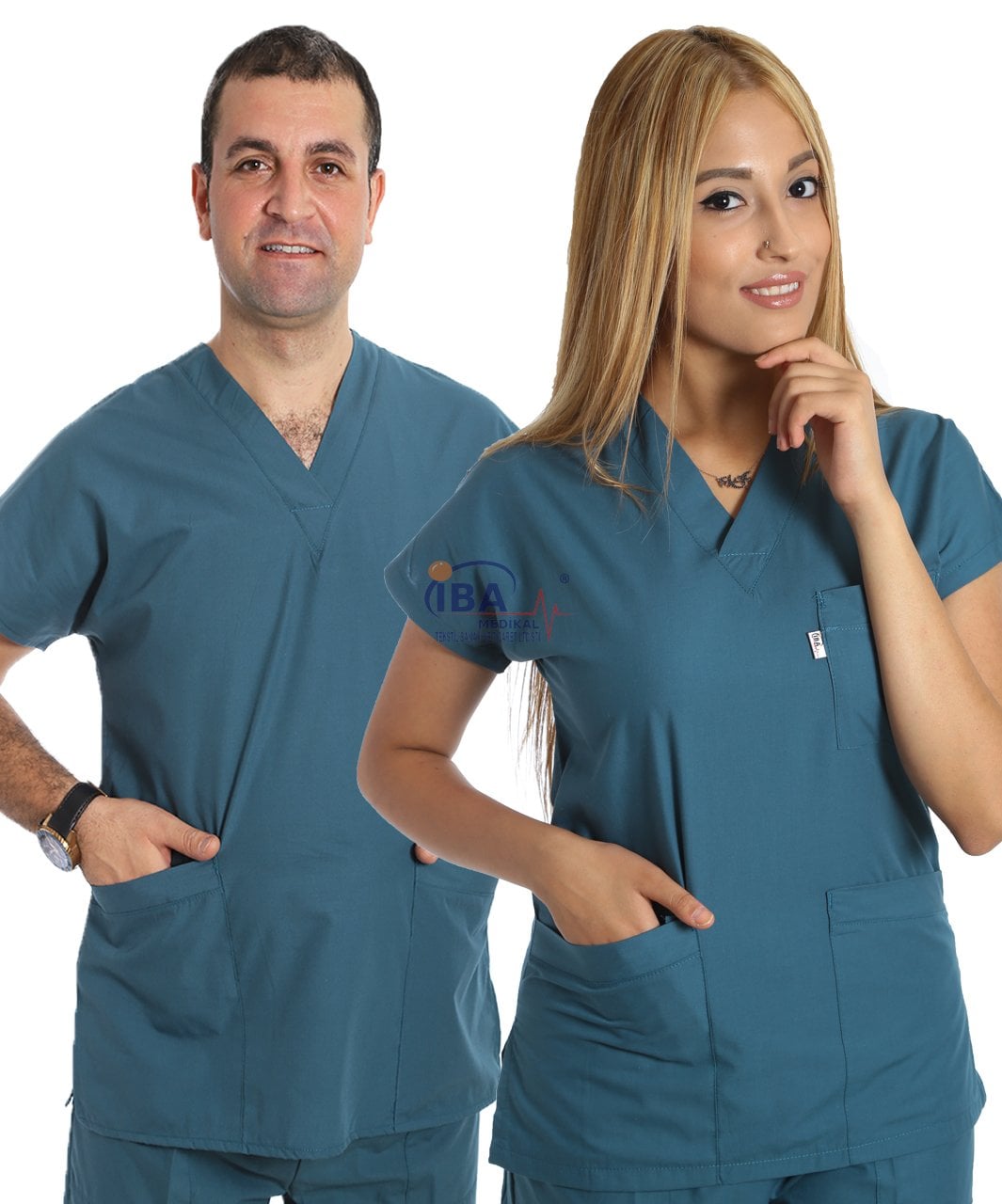 V Yaka Takım (Unisex) Petrol Yeşili - XXL - 50/52 Beden