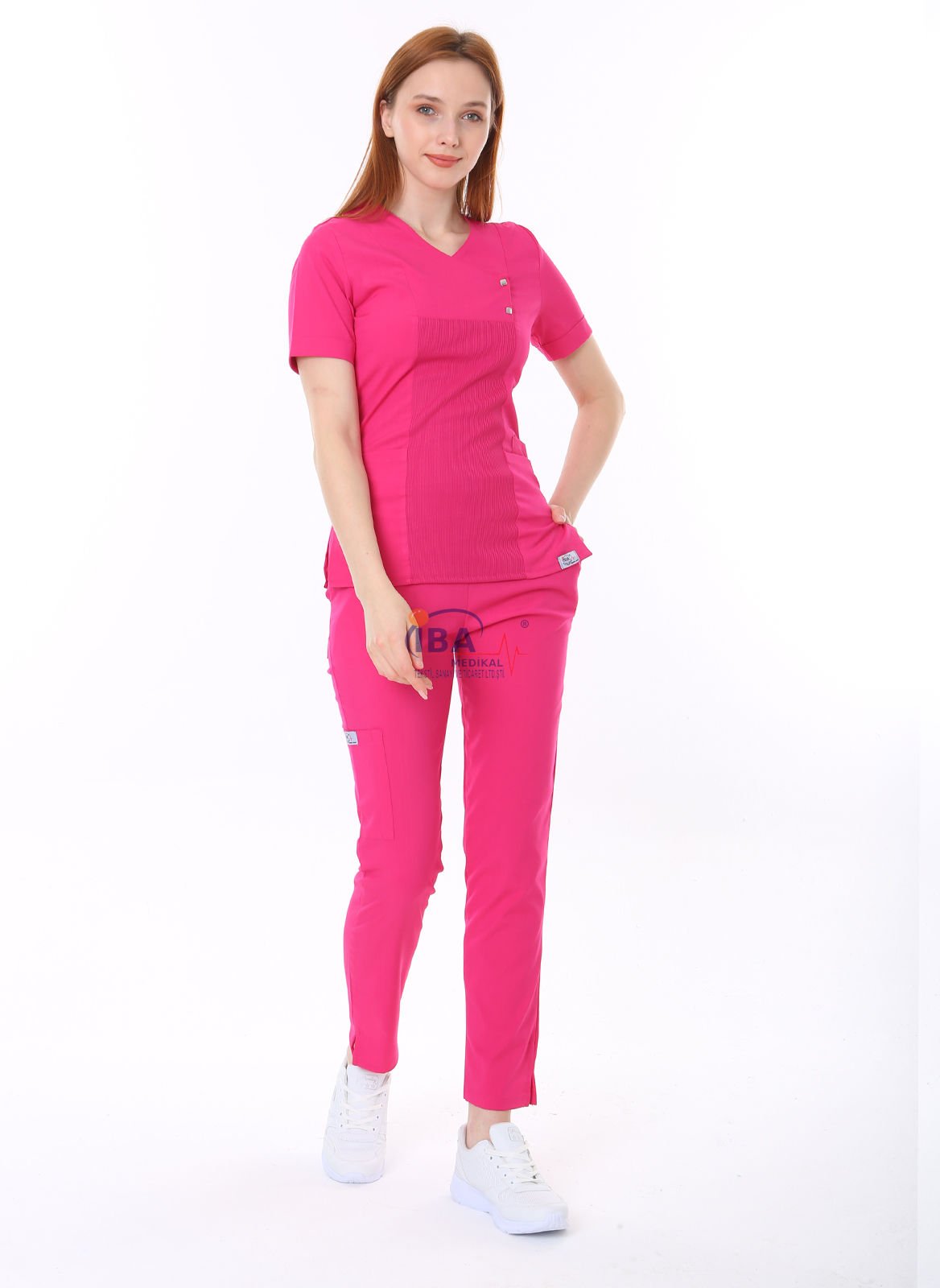 İ-Modern Çıtçıtlı Likralı Takım (Ribanalı) Fuşya - L