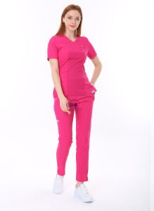 İ-Modern Çıtçıtlı Likralı Takım (Ribanalı) Fuşya - L