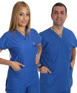 V Yaka Takım (Unisex) Saks Mavisi - XXL - 50/52 Beden