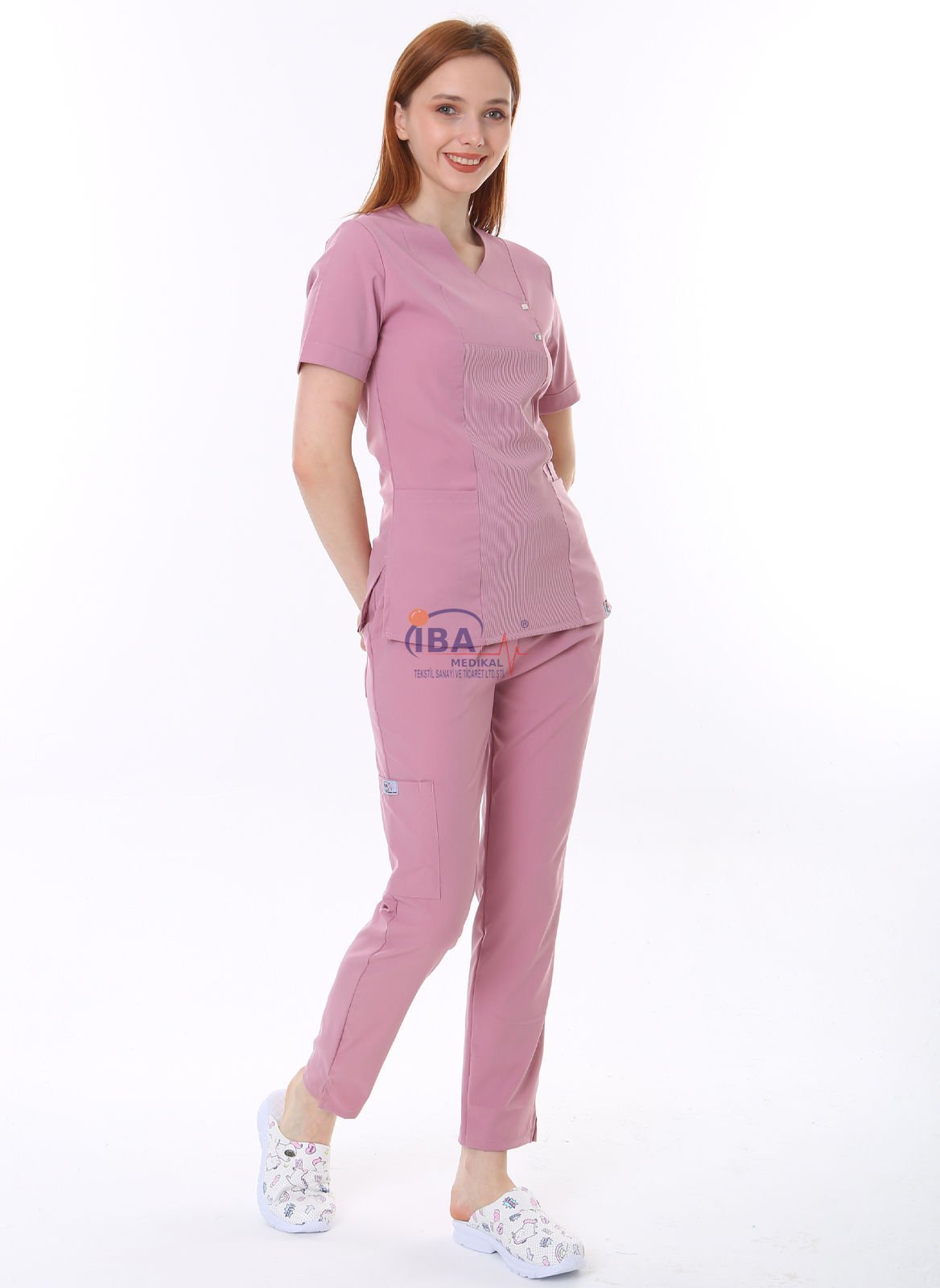 İ-Modern Çıtçıtlı Likralı Takım (Ribanalı) Gül Kurusu - M