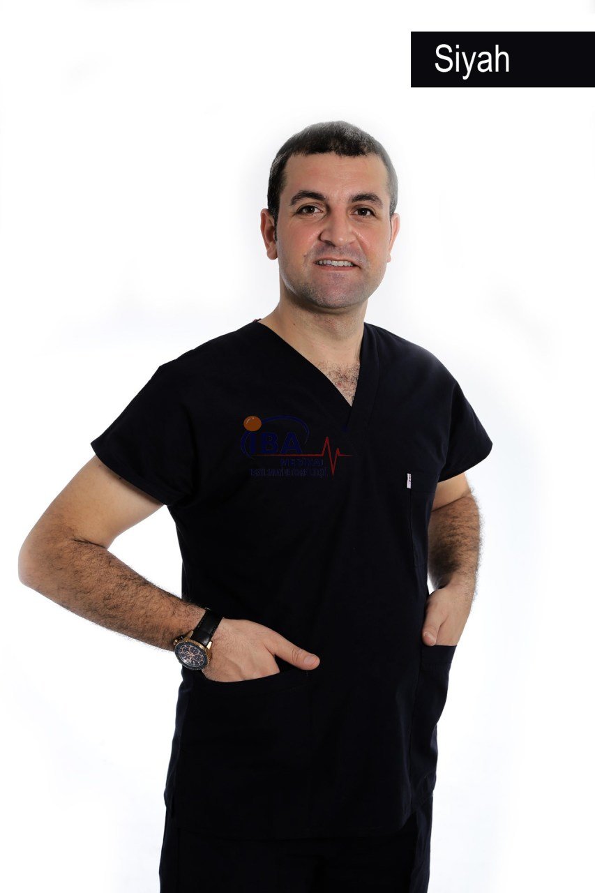 V Yaka Takım (Unisex) Siyah - XS - 38 Beden