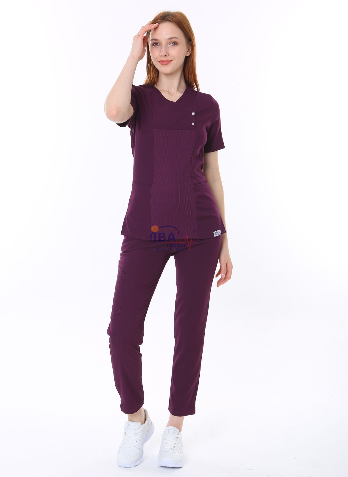 İ-Modern Çıtçıtlı Likralı Takım (Ribanalı) Koyu Mürdüm - XL