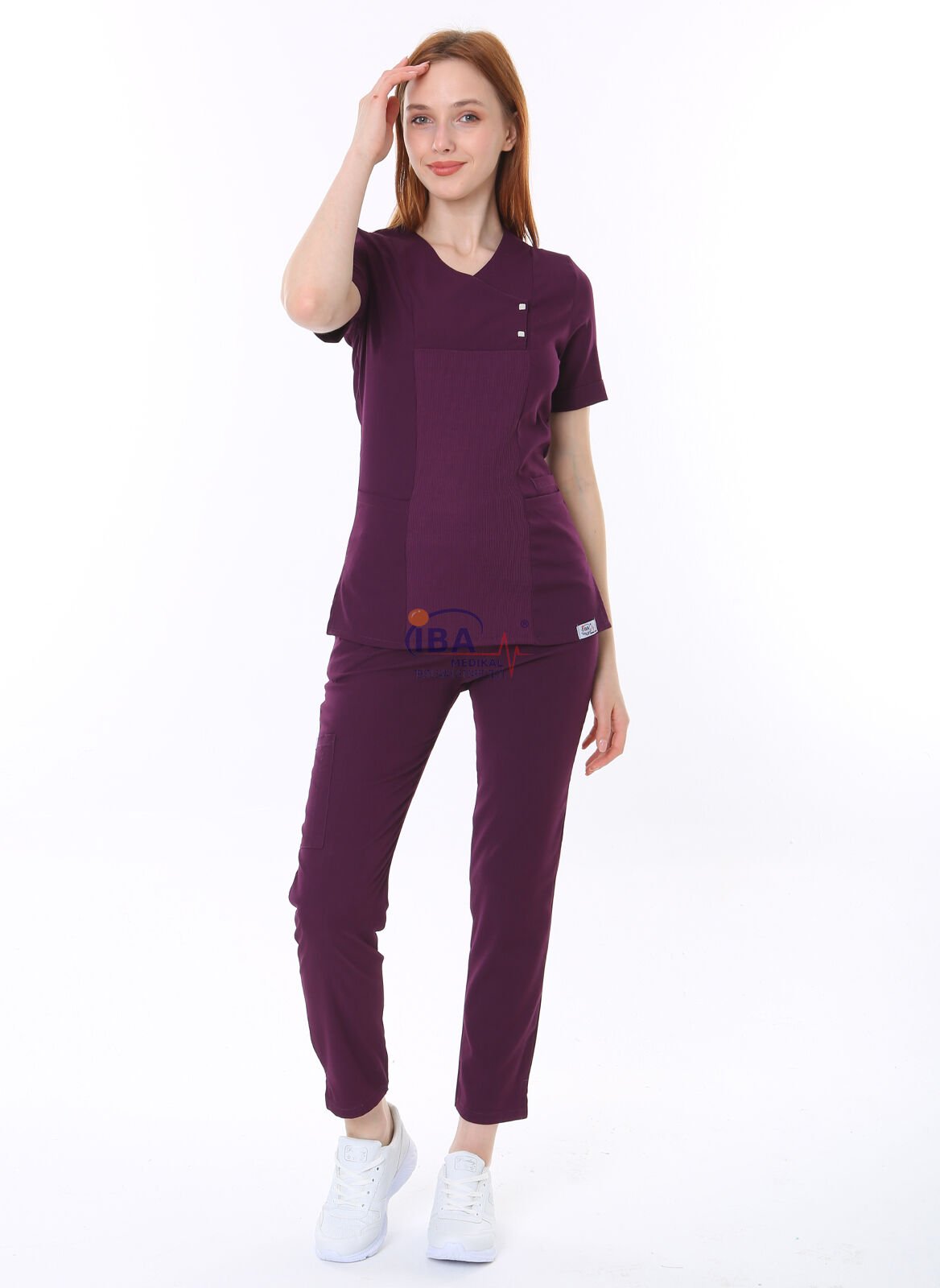 İ-Modern Çıtçıtlı Likralı Takım (Ribanalı) Koyu Mürdüm - XS