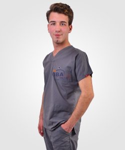 V Yaka Takım (Unisex) Füme - XXL - 50/52 Beden
