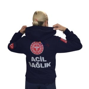 112 Kapşonlu Polar Lacivert