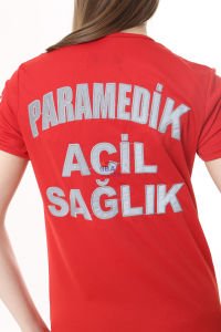 İ-SPORTİVE V Yaka Kısa Kol Paramedik Spor T-Shirt L - Kırmızı