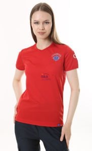 İ-SPORTİVE V Yaka Kısa Kol Paramedik Spor T-Shirt M - Kırmızı