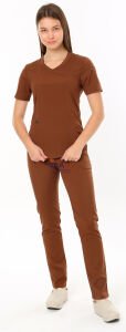 i-Soft Likralı Takım (SLIM FIT) Kahverengi - M - 42 Beden
