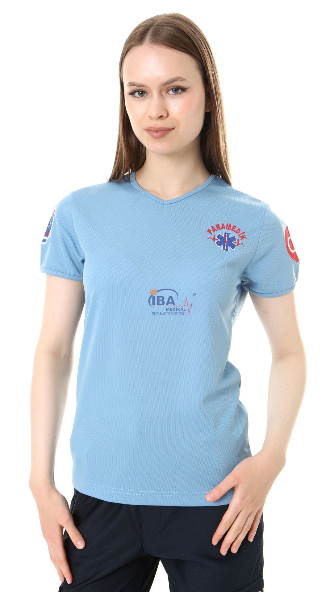 İ-SPORTİVE V Yaka Kısa Kol Paramedik Spor T-Shirt XXL - Alice Mavisi