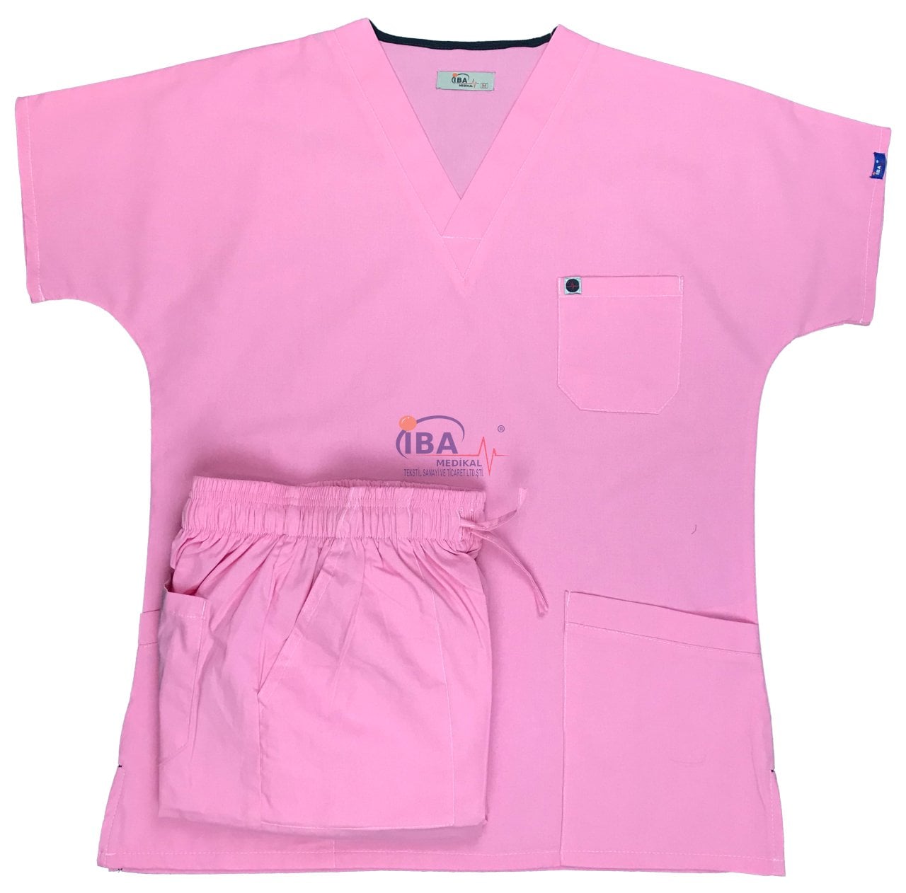 V Yaka Takım (Unisex) Şeker Pembe - M - 42 Beden