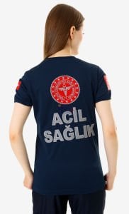 İ-SPORTİVE V Yaka Kısa Kol Acil Sağlık Spor T-Shirt 3XL - petrol mavisi (indigo)