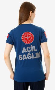 İ-SPORTİVE V Yaka Kısa Kol Acil Sağlık Spor T-Shirt XL - petrol mavisi (indigo)
