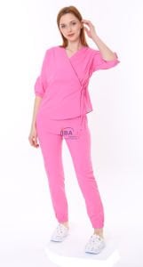 Kelebek Likralı Takım Pembe - L - 44 Beden