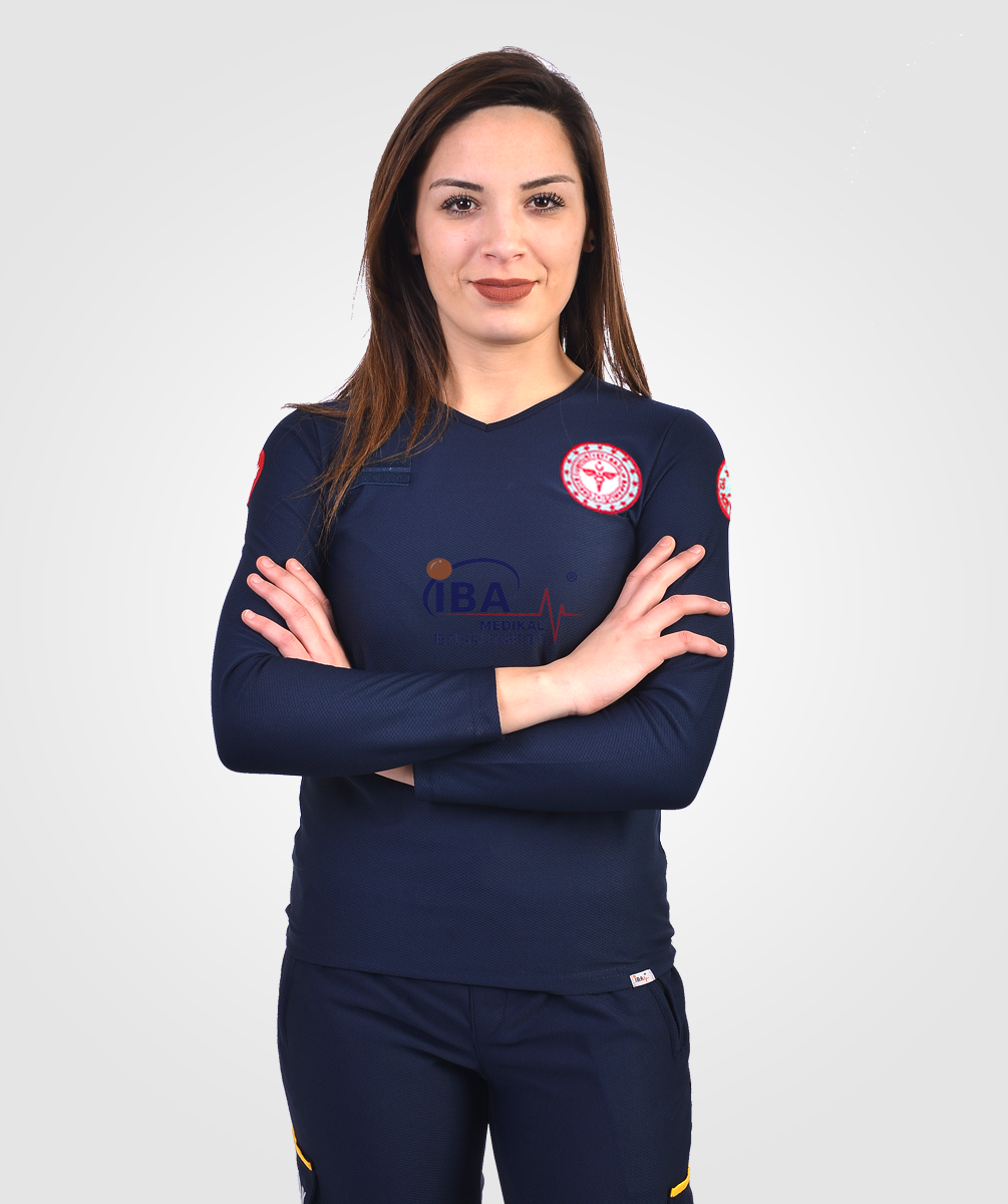 COMFORT V Yaka UZUN KOL T-Shirt Lacivert - L