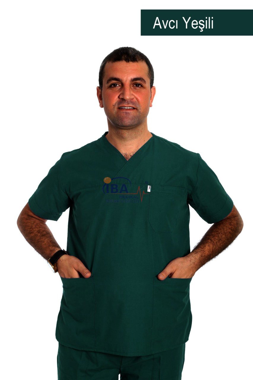 Cerrahi Yaka Takım (Unisex) Avcı Yeşili - XXL - 50/52 Beden