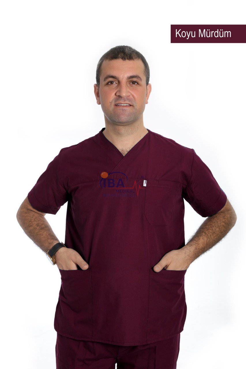 Cerrahi Yaka Takım (Unisex) Koyu Mürdüm - XXL - 50/52 Beden