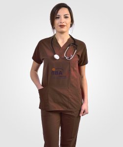 V Yaka Takım (Unisex) Kahverengi - XXL - 50/52 Beden