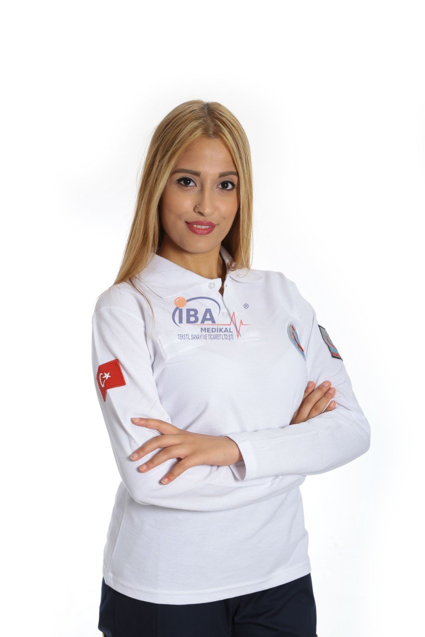 112 T-Shirt (Uzun Kol) Beyaz - XXL