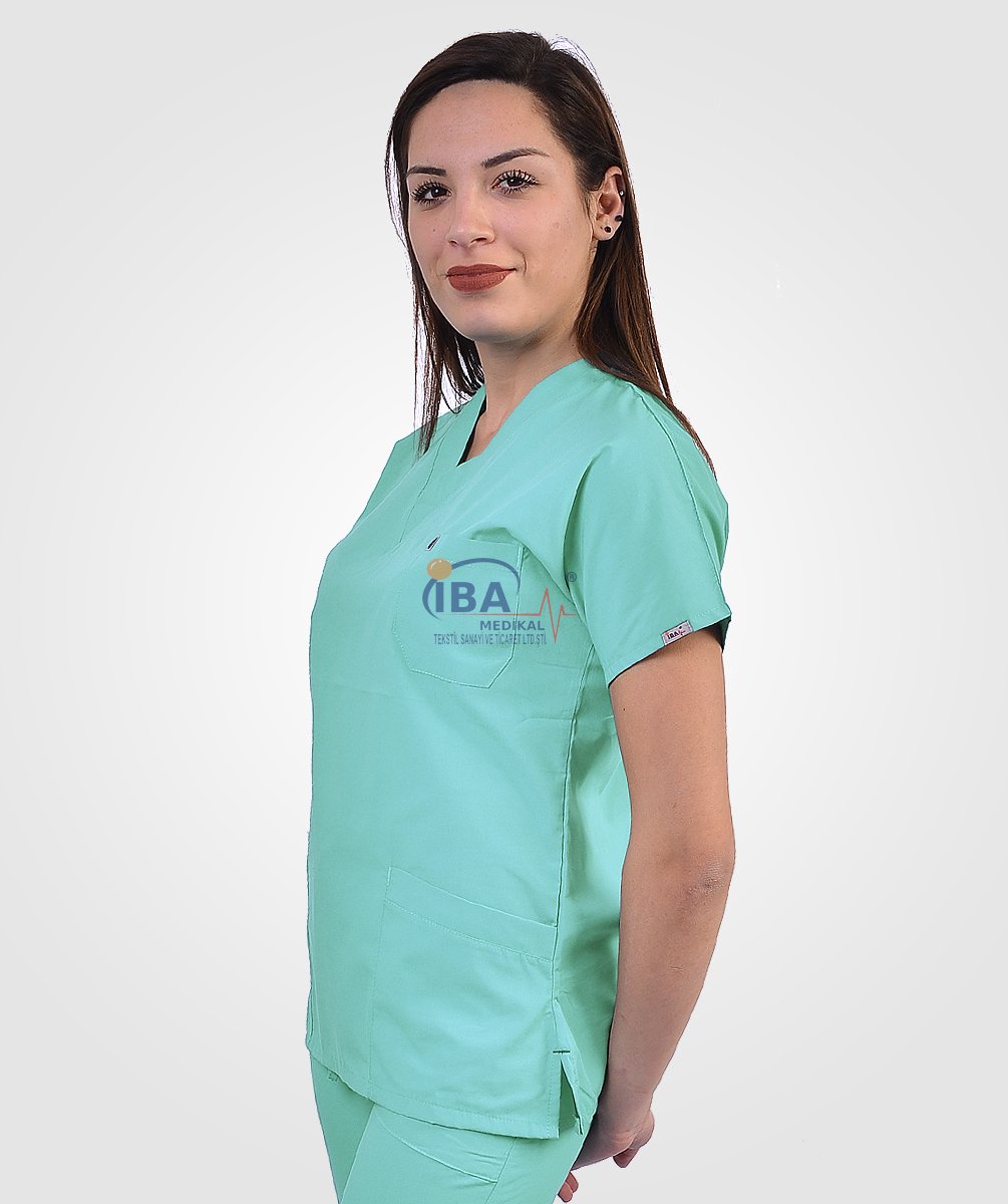 V Yaka Takım (Unisex) Su Yeşili - XXS - 36 Beden