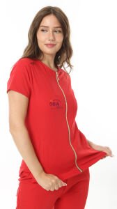 İ-Platinum Fermuarlı Likralı Takım Kırmızı - XL - 46/48 Beden