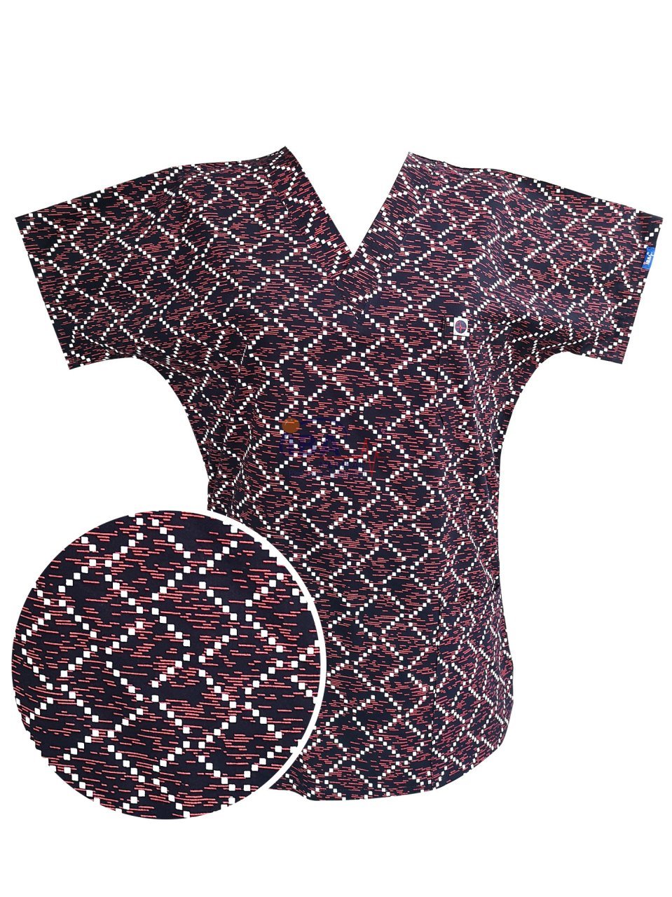 Likralı Desenli Üst (Kırmızı Galaxy Çizgiler)