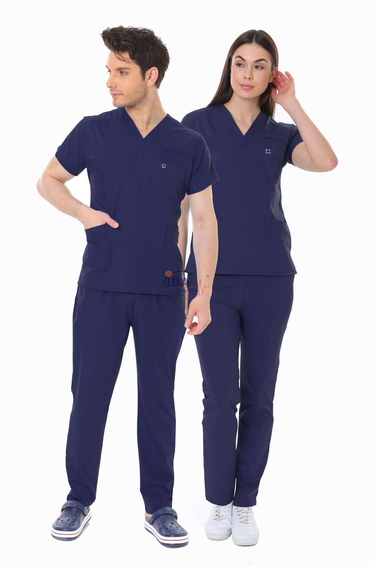 LACİVERT HEMŞİRE FORMASI LİKRALI SCRUBS TAKIM (PATRIOT BLUE) M - ARMASIZ