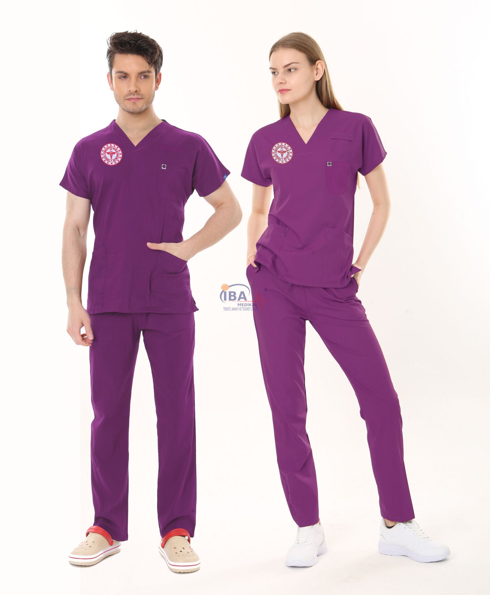 MOR EBE FORMASI LİKRALI SCRUBS TAKIM (BYZANTIUM) XL - ARMALI
