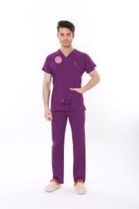 MOR EBE FORMASI LİKRALI SCRUBS TAKIM (BYZANTIUM) 3XL - ARMALI