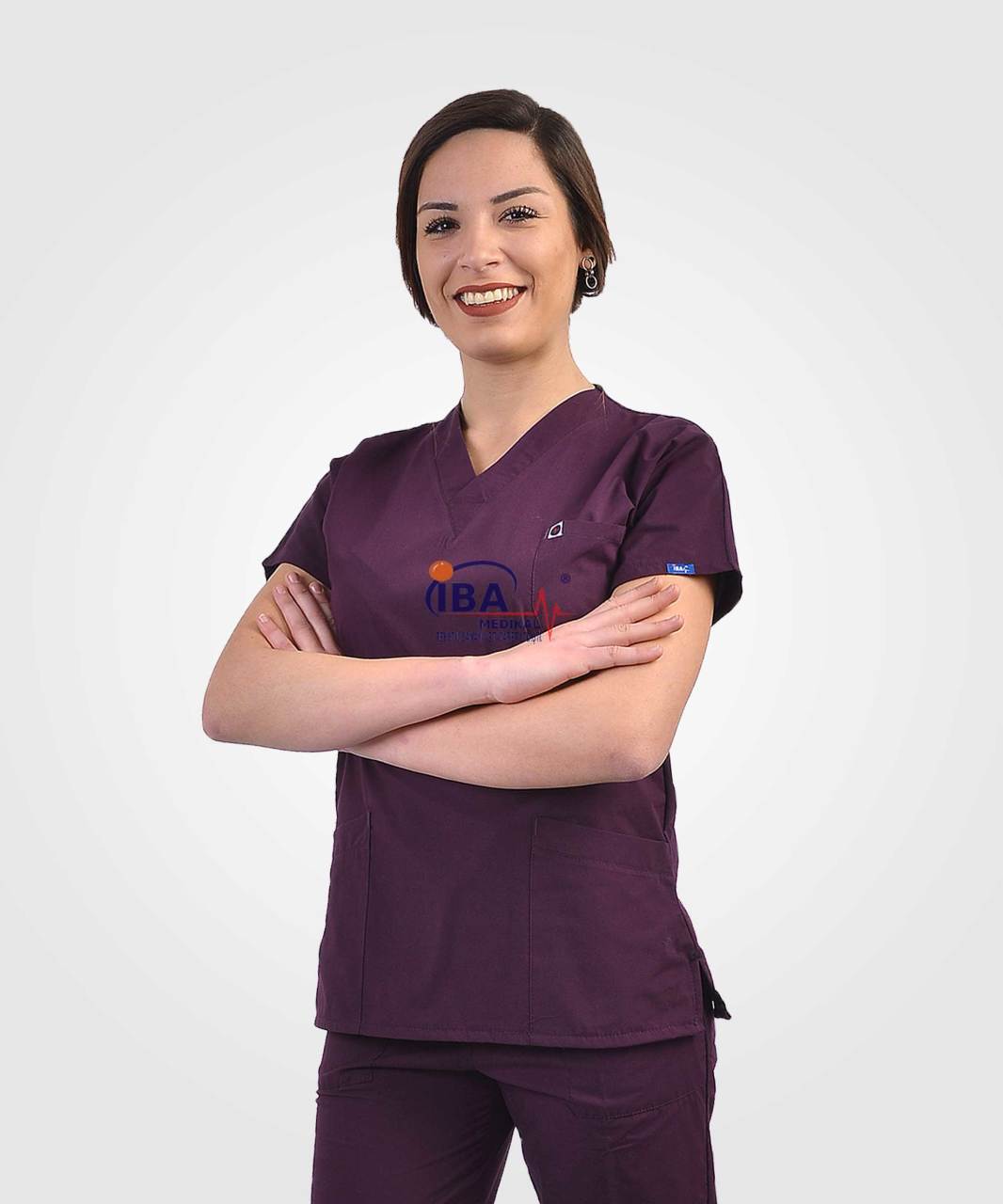 V Yaka Alpaka Takım (Unisex) L - Koyu Mürdüm