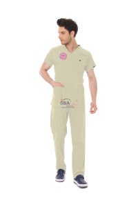 BEJ SAĞLIK TEKNİSYEN/TEKNİKER VE TIBBİ SEKRETER FORMASI LİKRALI SCRUBS TAKIM (MOTH) XS - ARMALI