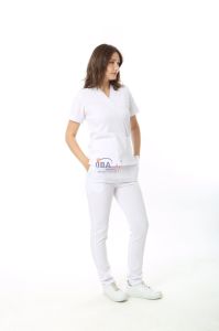 Gofre Likralı Takım (Gizli Cepli ) Beyaz - S - 40 Beden
