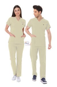 BEJ SAĞLIK TEKNİSYEN/TEKNİKER VE TIBBİ SEKRETER FORMASI LİKRALI SCRUBS TAKIM (MOTH) M - ARMASIZ