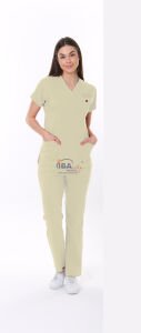 BEJ SAĞLIK TEKNİSYEN/TEKNİKER VE TIBBİ SEKRETER FORMASI LİKRALI SCRUBS TAKIM (MOTH) L - ARMASIZ