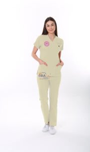 BEJ SAĞLIK TEKNİSYEN/TEKNİKER VE TIBBİ SEKRETER FORMASI LİKRALI SCRUBS TAKIM (MOTH) XL - ARMALI
