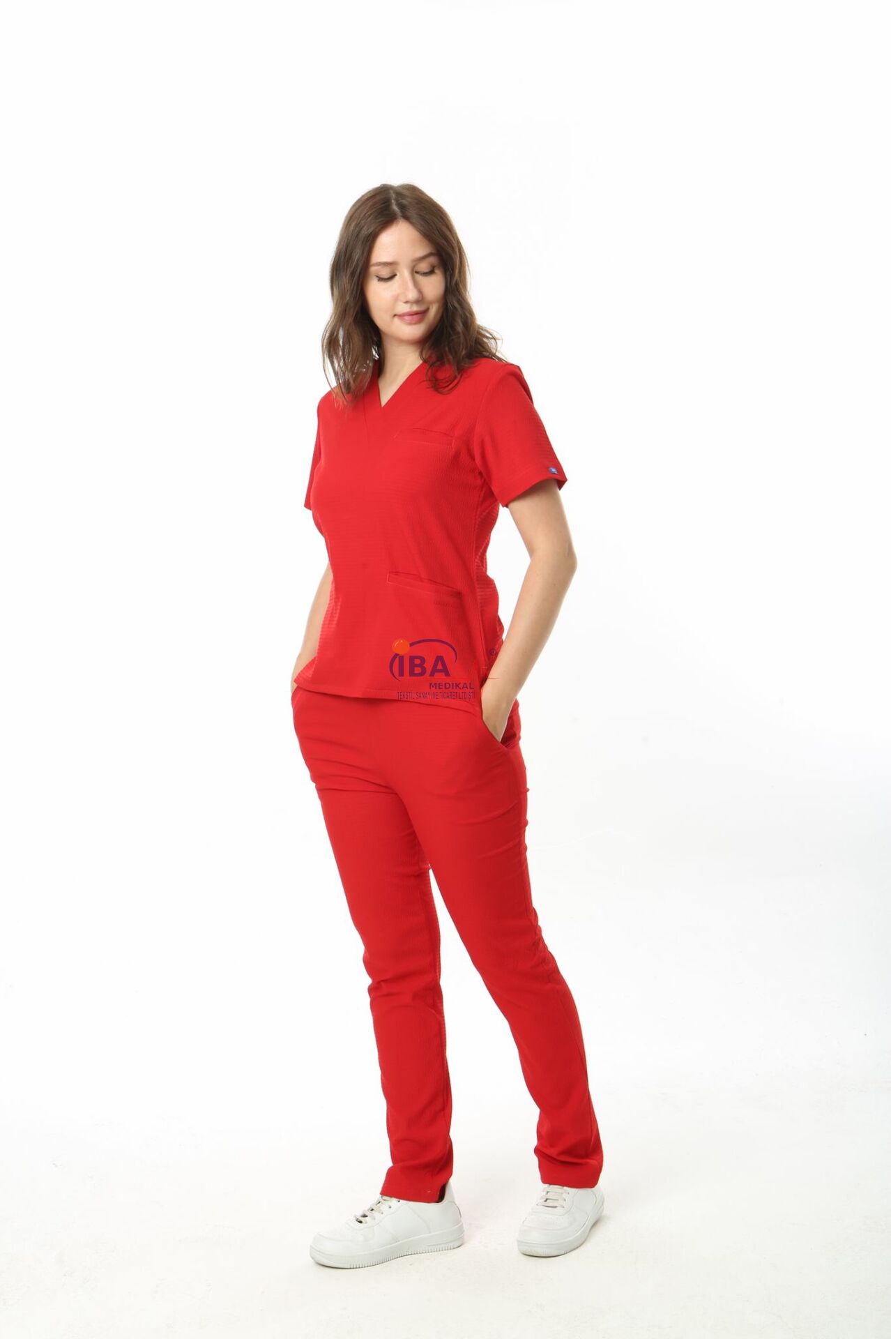 Gofre Likralı Takım (Gizli Cepli ) Kırmızı - M - 42 Beden