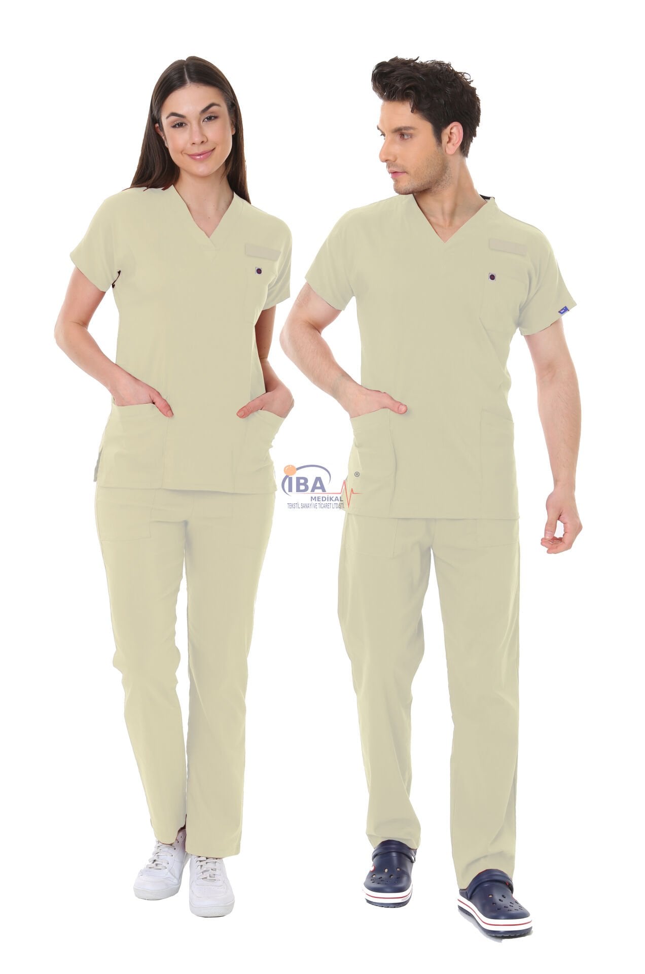 BEJ SAĞLIK TEKNİSYEN/TEKNİKER VE TIBBİ SEKRETER FORMASI LİKRALI SCRUBS TAKIM (MOTH) 3XL - ARMASIZ