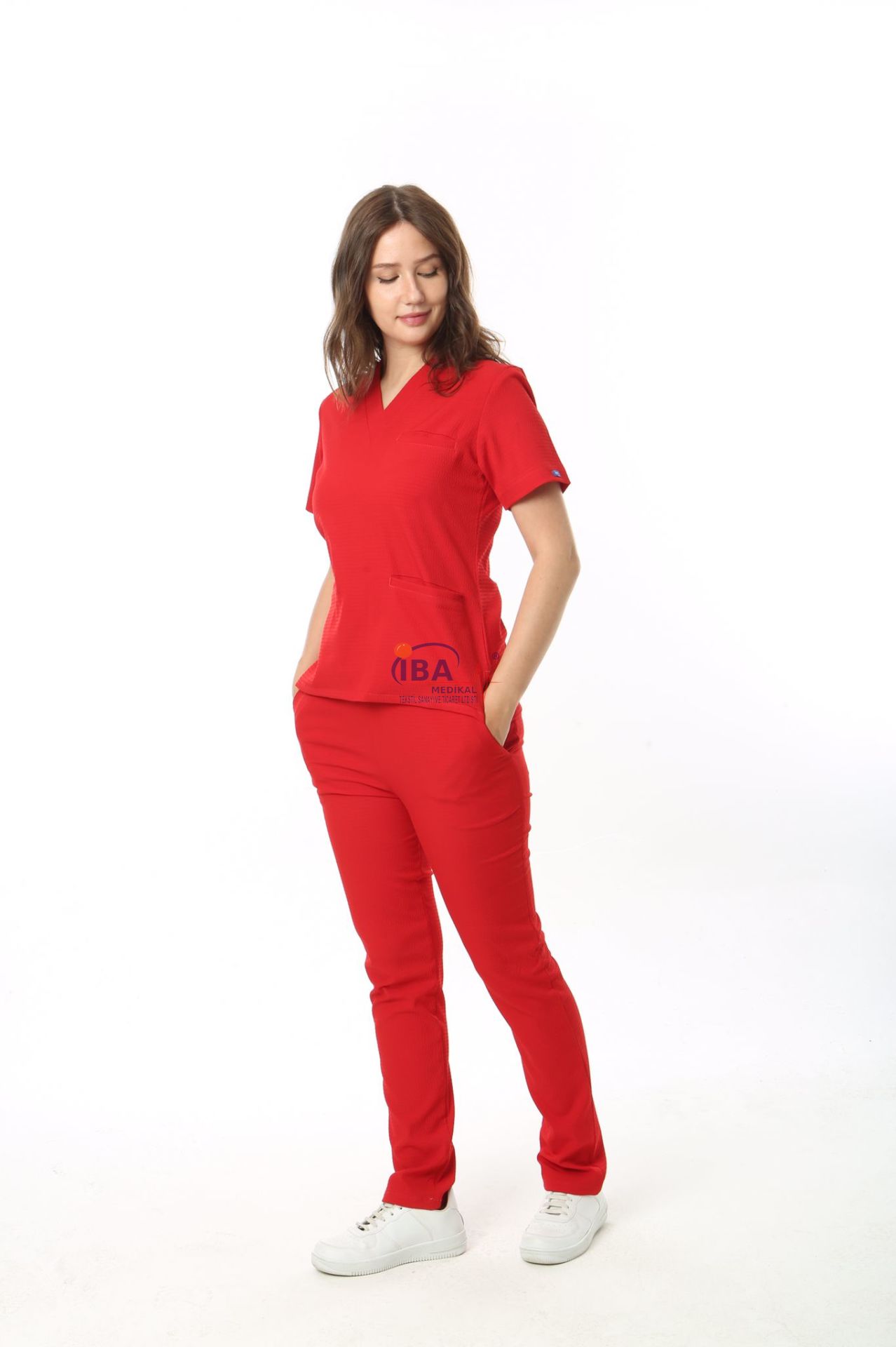 Gofre Likralı Takım (Gizli Cepli ) Kırmızı - XXS - 36 Beden