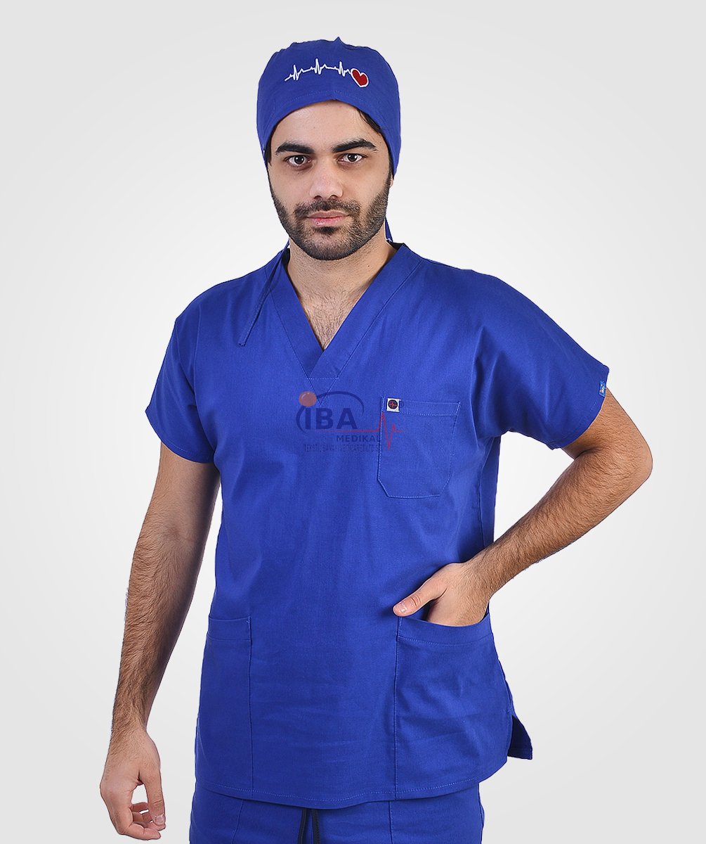 V Yaka Alpaka Takım (Unisex) S - Saks Mavisi