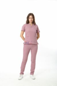 Gofre Likralı Takım (Gizli Cepli ) Pudra - XL - 46/48 Beden