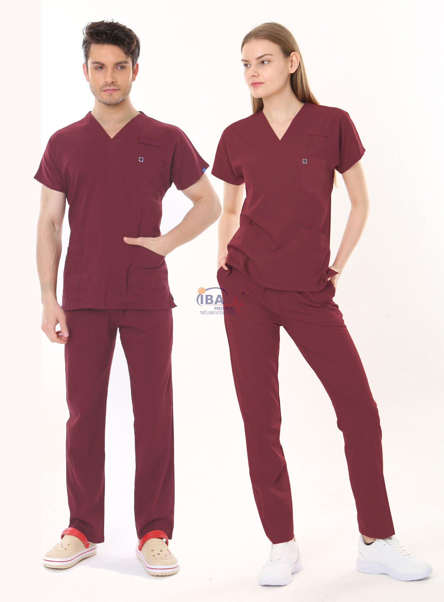 BORDO HASTANE FORMASI LİKRALI SCRUBS TAKIM (BIKING RED) XXL - ARMASIZ