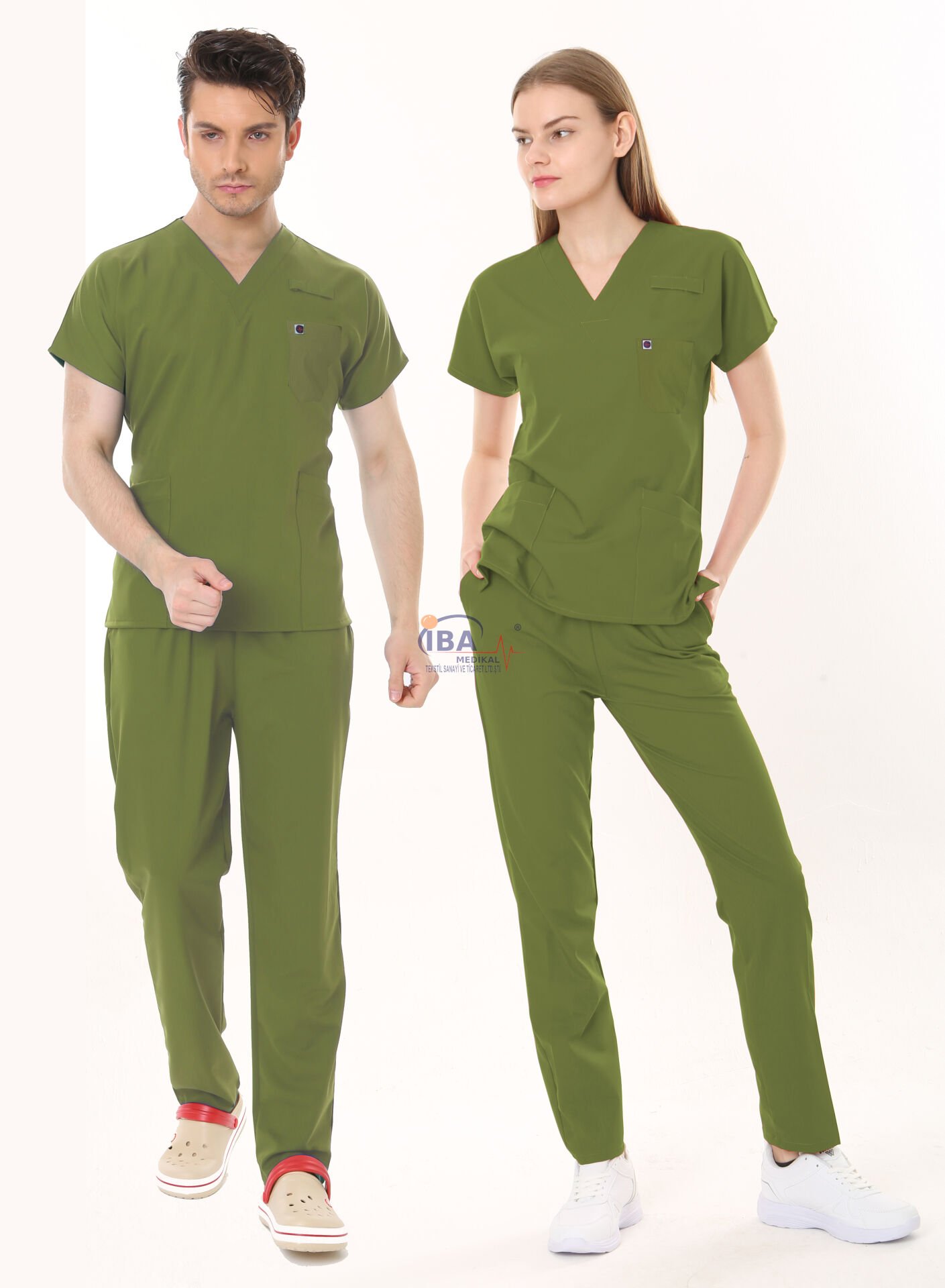 ÇİMEN YEŞİLİ ECZACI FORMASI LİKRALI SCRUBS TAKIM (GRASSHOPPER) XXL - ARMASIZ